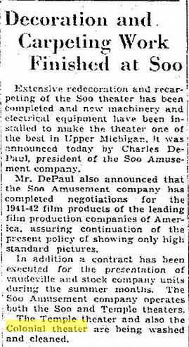 Colonial Theater - May 13 1940 Article Proving Colonial Temple And Soo Coexisted (newer photo)